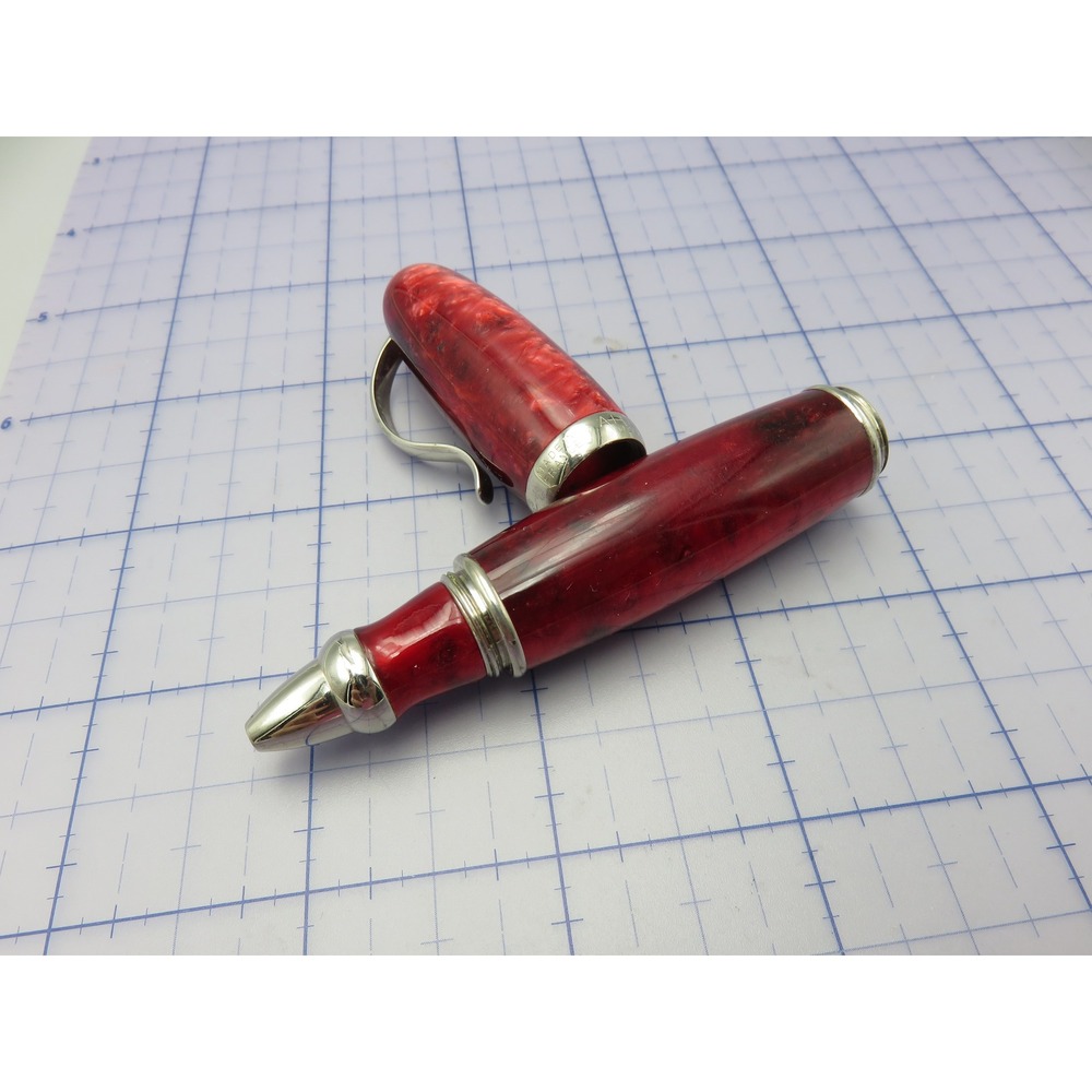 Jean Pierre Lepine Attila Little Fatty Ballpoint Pen Marbled Red France - Picture 12 of 15
